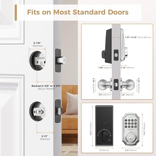 Keyless Door Lock Set with 2 Knobs
