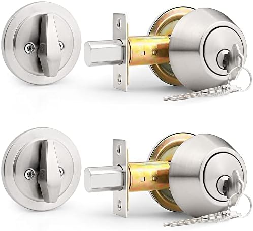 Probrico 2-Piece Keyed Alike Deadbolts Brushed Nickel Door Security Set