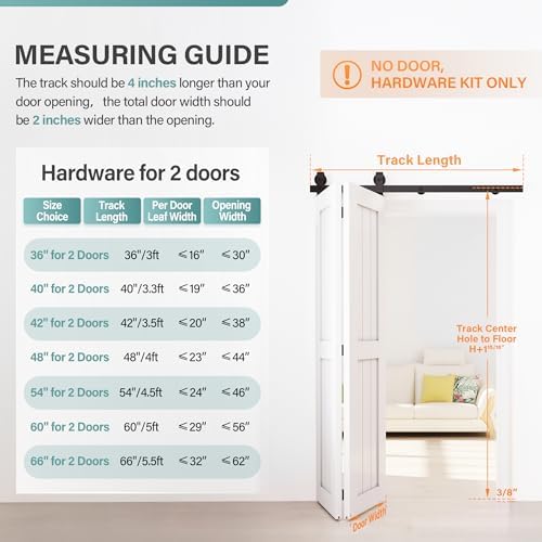 Bifold Barn Door Hardware Kit Smooth Quiet 180 Lbs Capacity