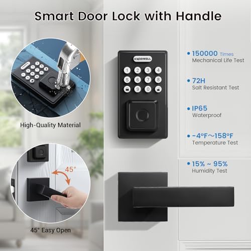 Fingerprint Door Lock with Lever Handle Smart Door Security