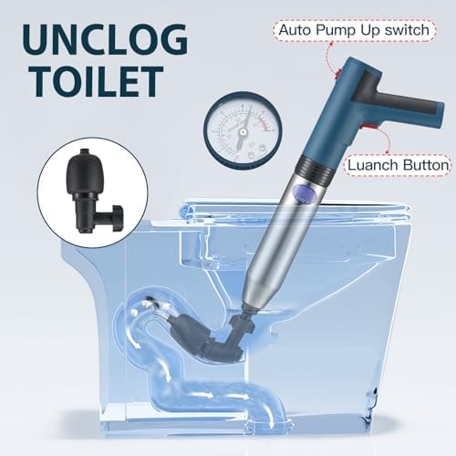 ProspBegal Battery-POWERED Toilet Plunger Multi-HEAD System for Efficient CLOWNING