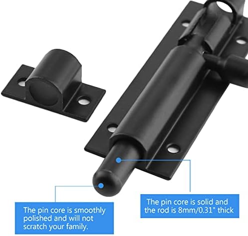 BokWin 4-Inch Black Aluminum Slide Bolt Latch