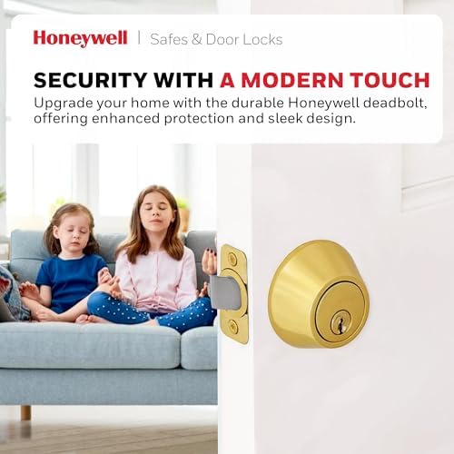 Honeywell Deadbolt Set Anti-Bump 2 Keys Rekeyable Polished Brass
