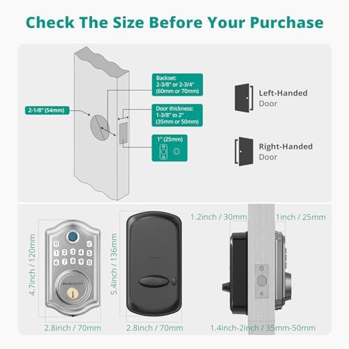 AkaGear DS10 Keyless Entry Door Lock with Fingerprint Keypad SATIN NICKEL