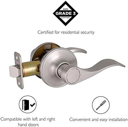 Reversible Door Lever Set - Satin Nickel Hall Closet Door Handle