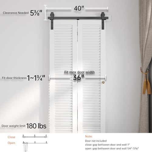 EaseLife 36 Bi-Folding Sliding Barn Door Hardware Track Kit