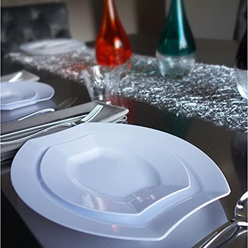 20 Oval Plastic Dinner Plates White for Weddings Birthdays