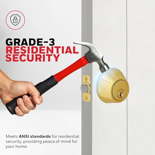 Honeywell Deadbolt Set Anti-Bump 2 Keys Rekeyable Polished Brass