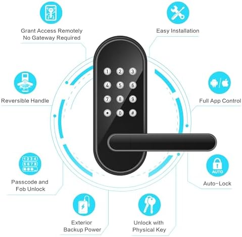 Sifely Keyless Entry Door Lock Smart Keypad Black WiFi Battery-Driven