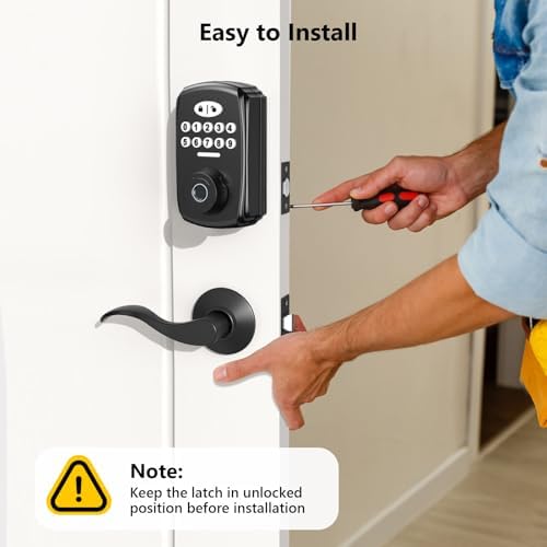 Fingerprint Door Lock with 2 Lever Handles