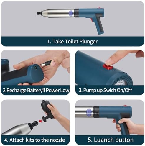 ProspBegal Battery-POWERED Toilet Plunger Multi-HEAD System for Efficient CLOWNING