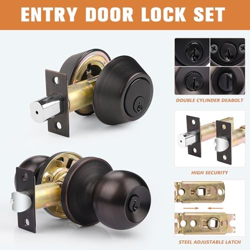 Modern and Rust-Proof Door Knob and Deadbolt Set