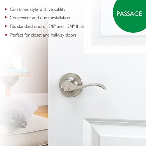 Reversible Door Lever Set - Satin Nickel Hall Closet Door Handle