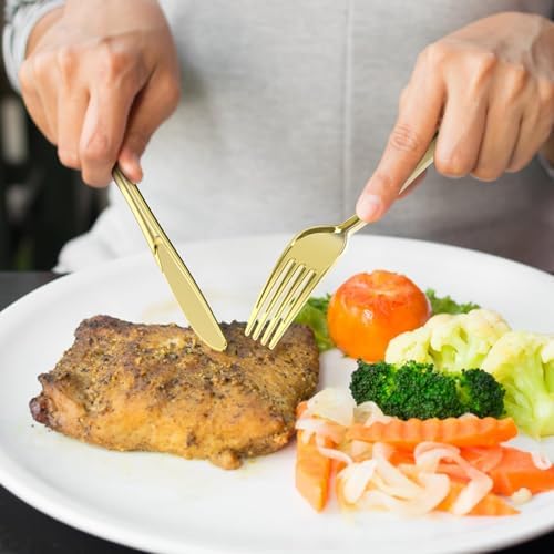 Premium Heavy Duty Gold Plastic Silverware Set for Disposables