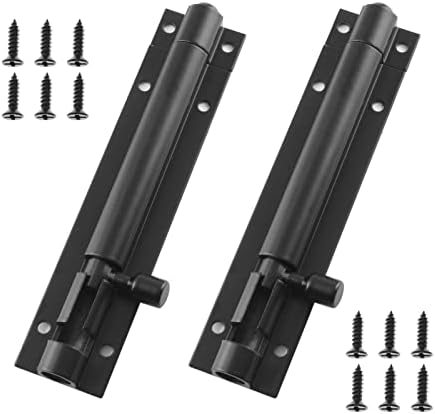 BokWin 4-Inch Black Aluminum Slide Bolt Latch