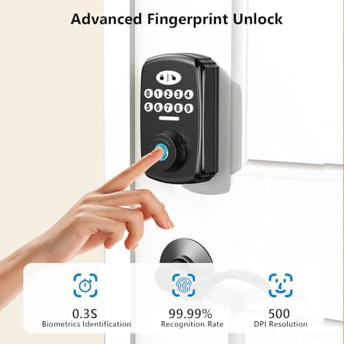 Fingerprint Door Lock with 2 Lever Handles