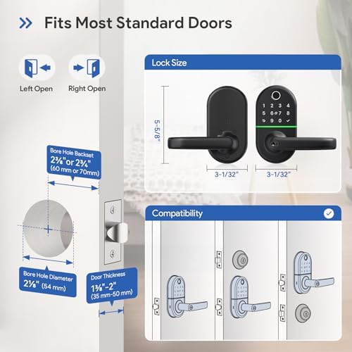 Smart Front Door Entry Secure Balance with 7 Unlock Methods