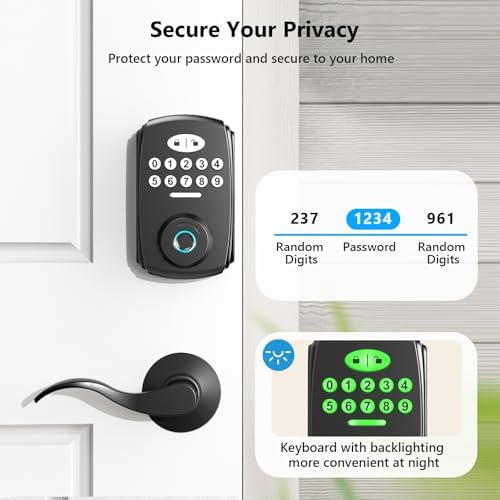 Fingerprint Door Lock with 2 Lever Handles