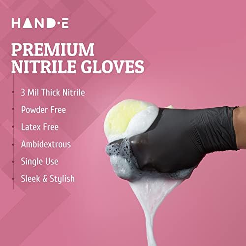 Hand-E Touch Black Nitrile Disposable Gloves