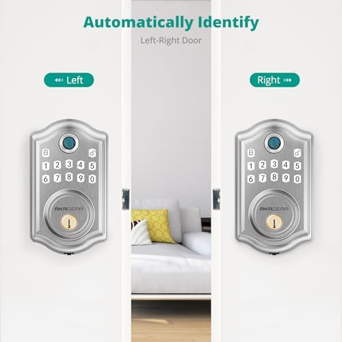 AkaGear DS10 Keyless Entry Door Lock with Fingerprint Keypad SATIN NICKEL