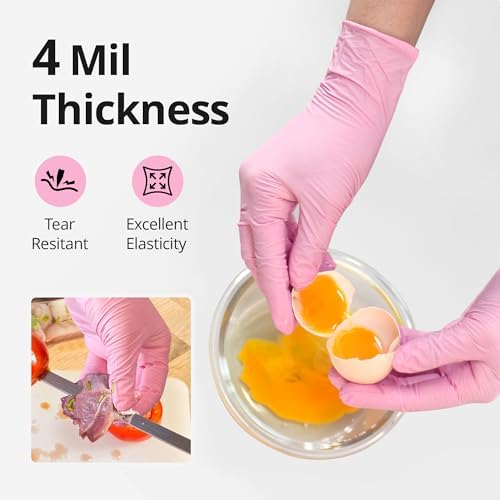 Perfect Protection 4 Mil Nitrile Gloves Powder-Free Food Safe Cherry Blossom