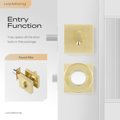 Leydebong Gold Door Lock Set with Crystal Knobs