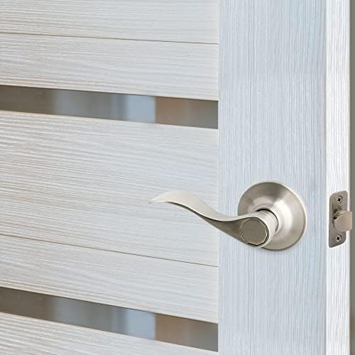 Reversible Door Lever Set - Satin Nickel Hall Closet Door Handle