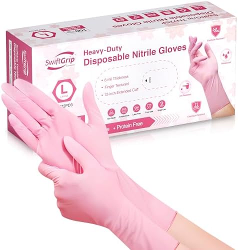 UV-PROTECTION DISPOSABLE NITRILE DWINclang CHERRY BLOSSOM 6 MIL 12 INCHES 50100