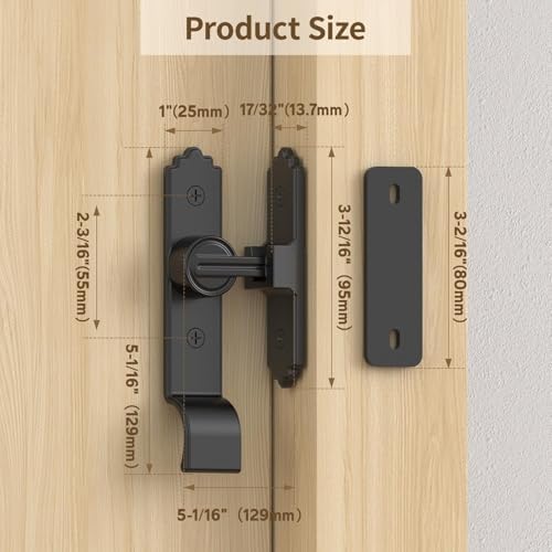 Sturdy Barn Door Lock with Handle Black