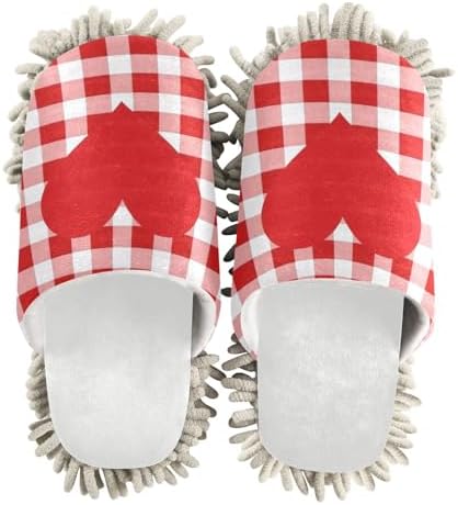 Burbuja Heart Plaid Mop Slippers - Clean Your Home Easy