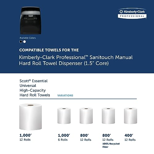 Sanitouch Hard Roll Paper Towel Dispenser Hands-Free Pull Dispensing SmokeBlack