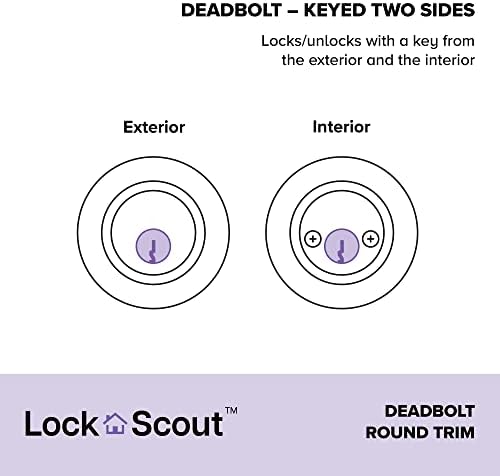 Lock Scout Deadbolt with Round Trim Keyed 2 Side Satin Nickel Finish