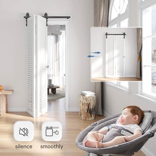 EaseLife 36 Bi-Folding Sliding Barn Door Hardware Track Kit