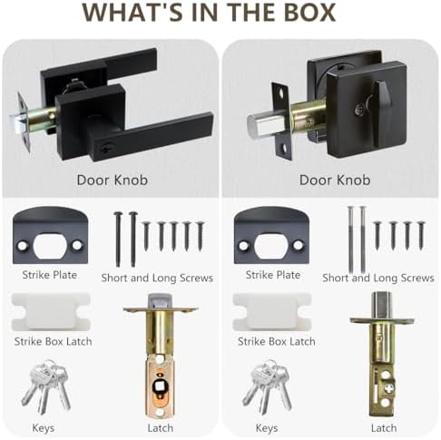 Matte Black Reversible Door Handle Deadbolt Set