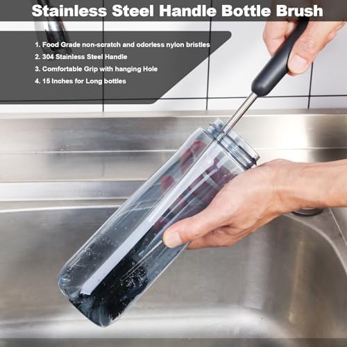 4-Pack Stainless Steel Water Bottle Brush with Straw Cleaner