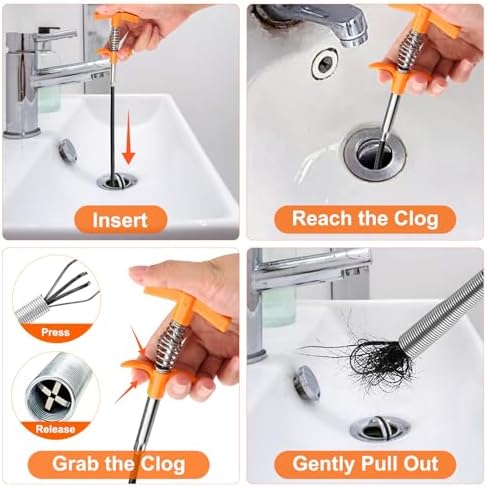 Upgrade 61-inch Drain Snake Hair Drain Clog Remover Tool