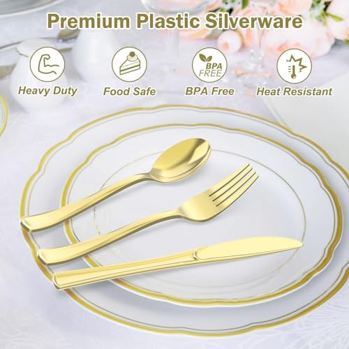Premium Heavy Duty Gold Plastic Silverware Set for Disposables