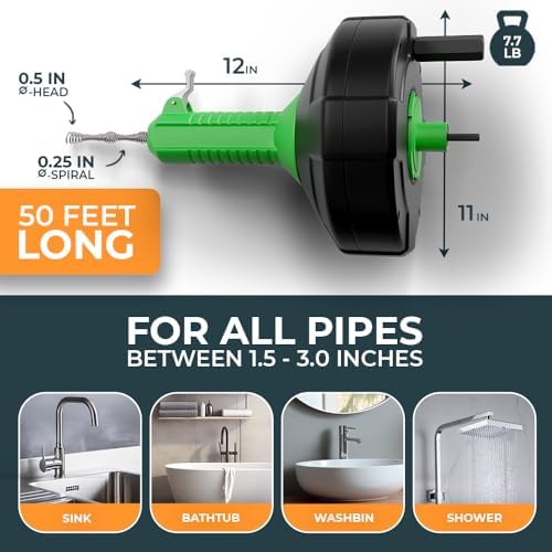 MEISTERFAKTUR 50FT Drain Snake with Automatic Feed