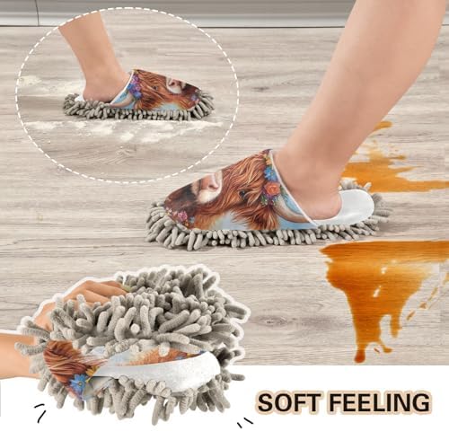 Burbuja Highland Cow Mop Slippers