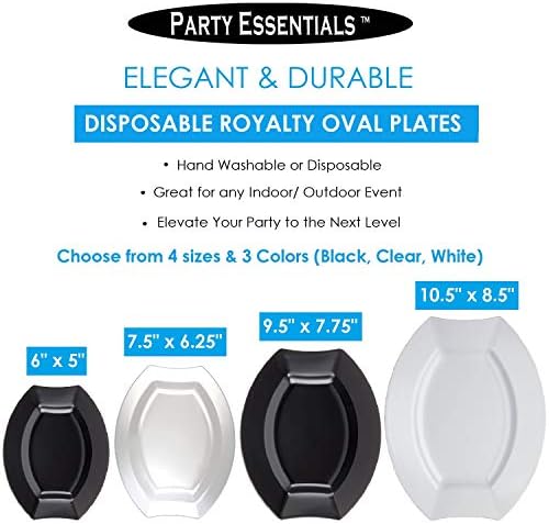 20 Oval Plastic Dinner Plates White for Weddings Birthdays