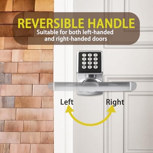 Keyless Entry Door Lock with Backup KeysKeypad EntrySilver Door Lock