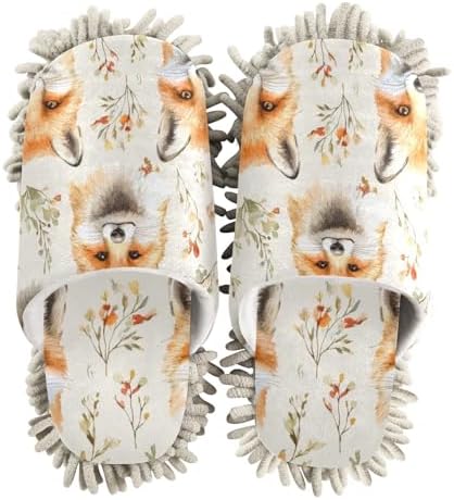 Microfiber Cleaning Slippers with Forest Fox Design for House Cleaning