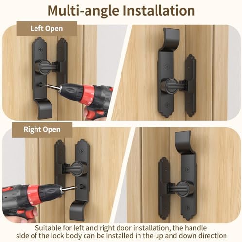 Sturdy Barn Door Lock with Handle Black