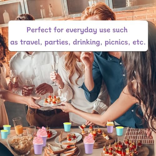 100-Piece 3 oz Blue Purple Paper Cups for Bathroom Travelparty