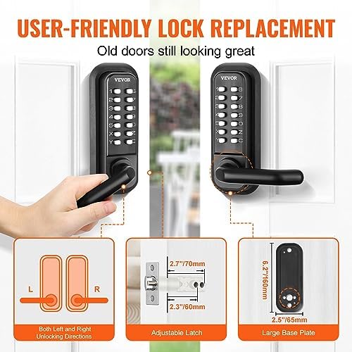 VEVOR Mechanical Keyless Door Lock 14-Digit Keypad