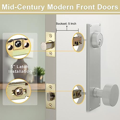 5-Inch Deadlatch Deadbolt Combo Fits Standard Entry Knobset - Polished Brass