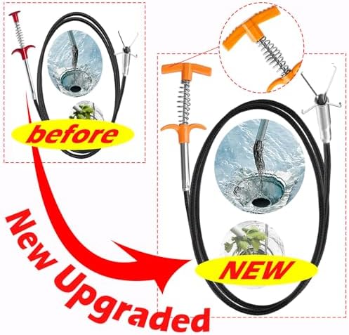 Upgrade 61-inch Drain Snake Hair Drain Clog Remover Tool