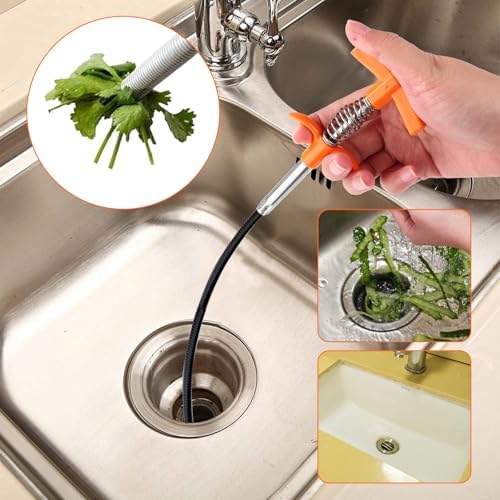 Upgrade 61-inch Drain Snake Hair Drain Clog Remover Tool
