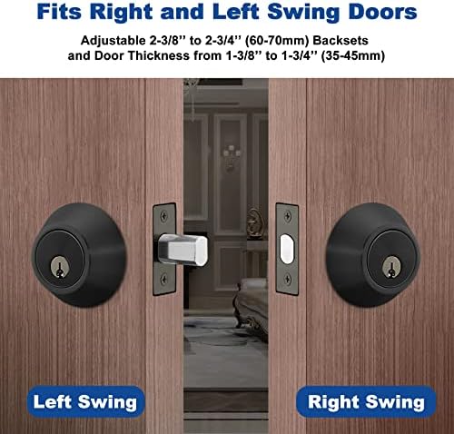 Durable Matte Black Single-Cylinder Deadbolt for Front Garage Doors