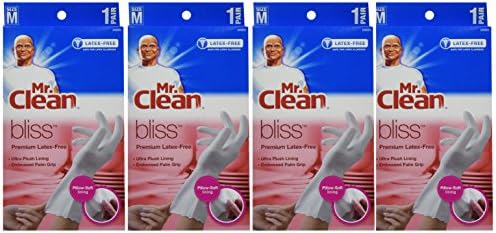 Mr Clean 243033 Bliss Premium Latex-Free Cleaning Gloves 4-Piece Medium